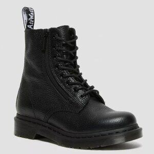 Dr Martens  1460 Pascal Women's Leather Zipper Lace Up Boots in BLACK MILLED NAP